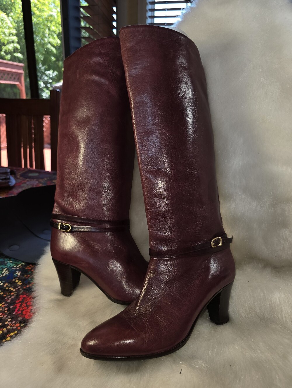 Harvard Square Burgundy Leather Equestrian Riding Boots - Women's - Picture 2 of 16